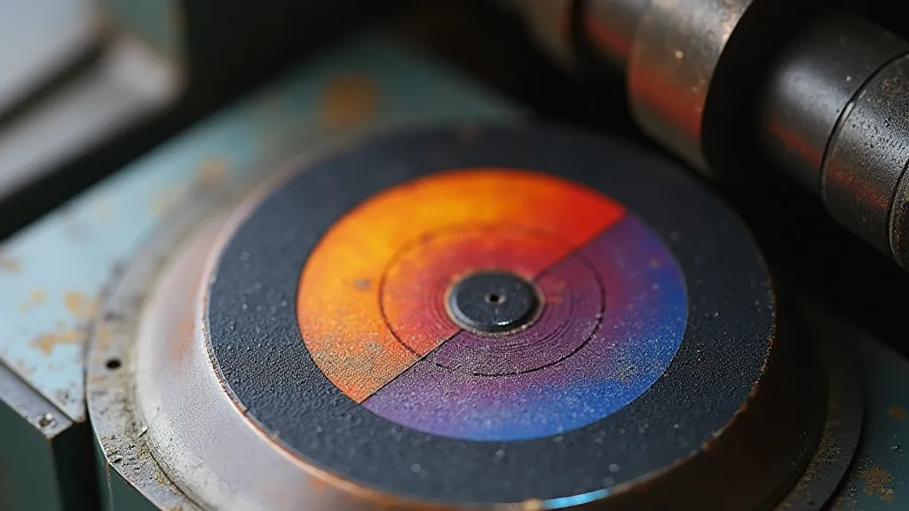 Split fountain ink disc on a letterpress machine