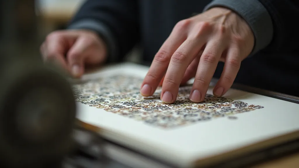 Printer's hand applying pressure to letterpress