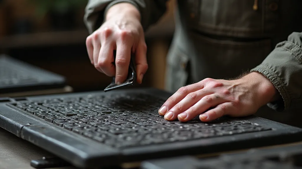 Letterpress printing plate being inked