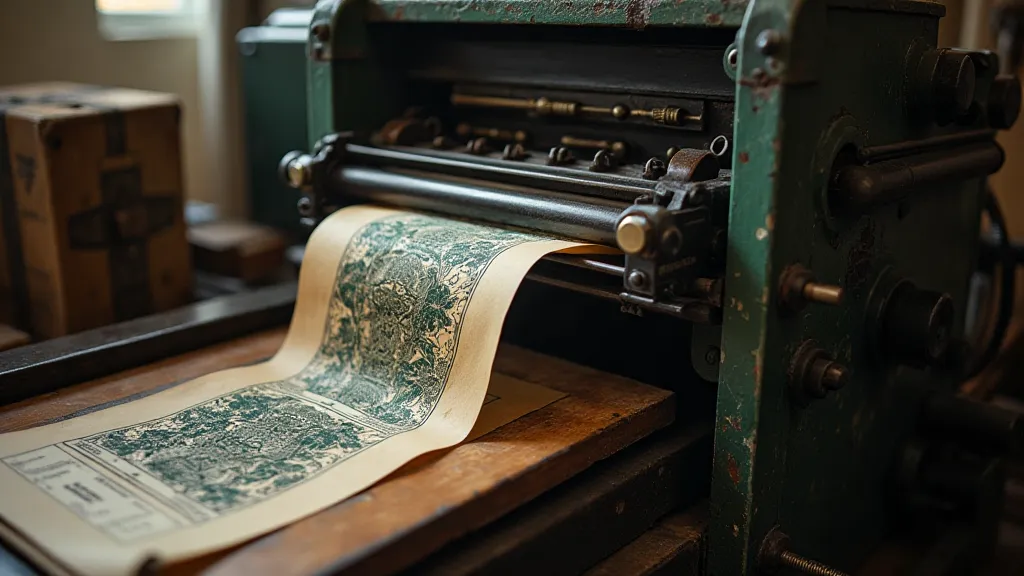 Letterpress printing press in operation