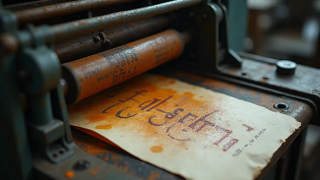 Letterpress printing press in use