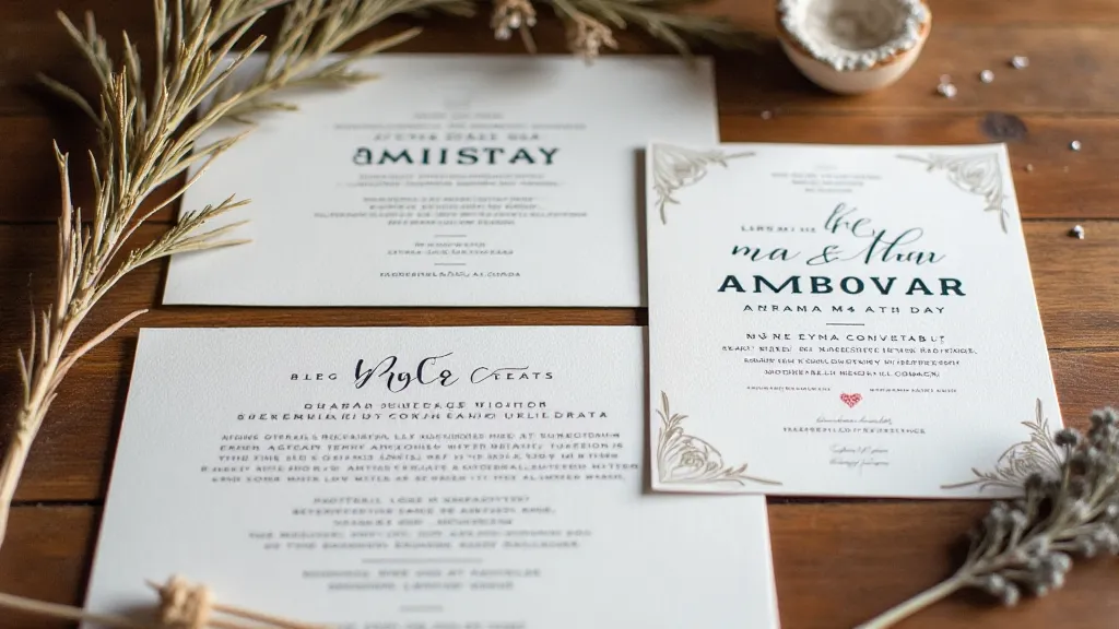 Modern letterpress wedding invitations with natural elements