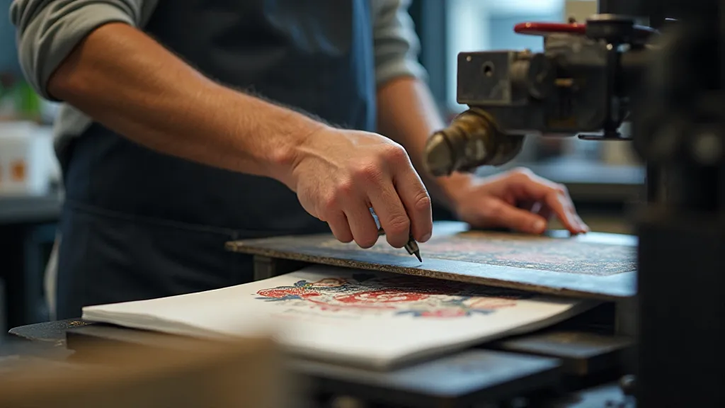 Modern letterpress printer adjusting ink