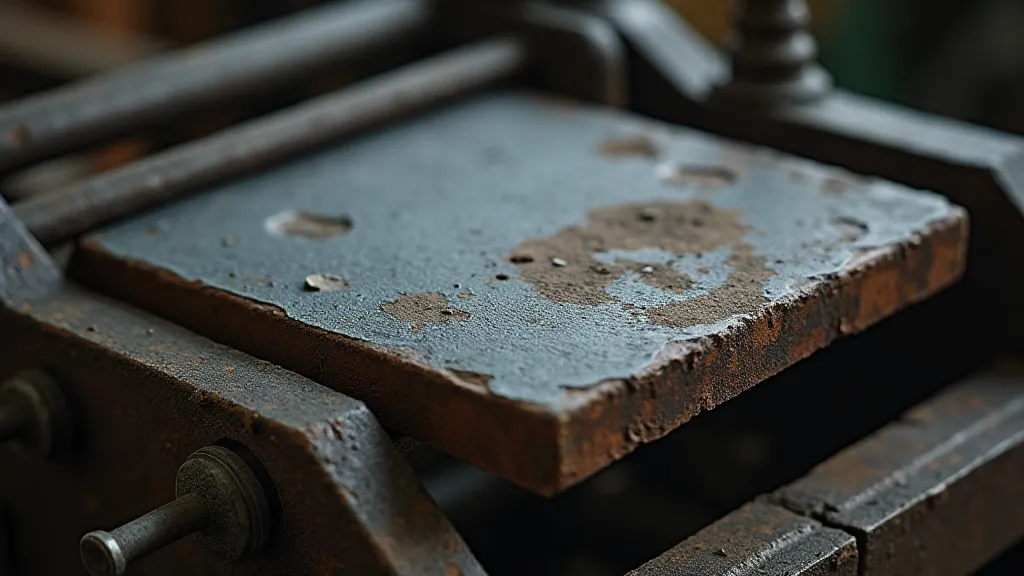Close-up of letterpress bed